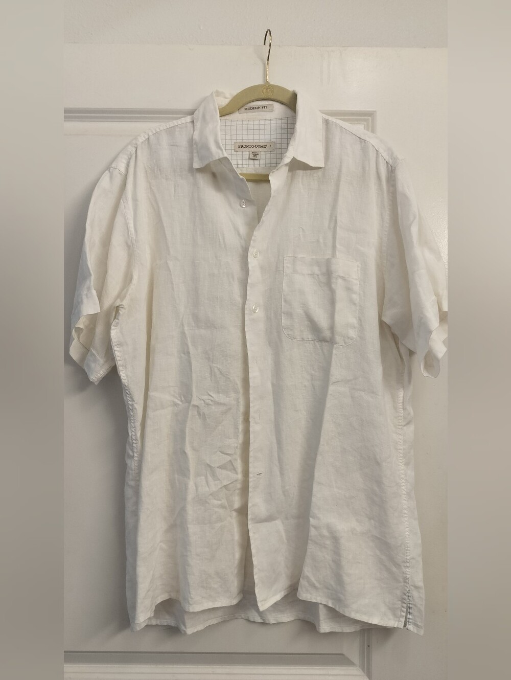 Pronto Uomo Men's 100% Linen Short Sleeve Button Down Shirt Modern Fit